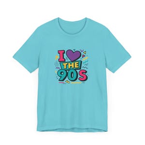 Camiseta unisex "Me encantan los 90", estilo retro, manga corta nostálgica, regalo para niños de los 90, estilo vintage, ropa informal divertida.