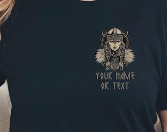Customizable Norse Mythology Viking Shield-Maiden Unisex Tee, Scandinavian Norway Shirt, Short Sleeve T-Shirt, Mythology Fans,