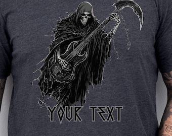 Custom Heavy Metal skull Tee, Metal God, Metal T-shirt. Hard Rock, Band tee, Metal music, 80&#39;s metal tee, lead guitarist, Music Tee,