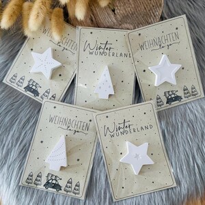 Christmas/winter treat, fir tree or star on grass paper with inscription, secret Santa gift, Advent calendar