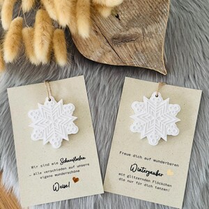 Snowflake handmade on grass paper with inscription, choice of text, pretty little something, secret Santa gift, Advent calendar