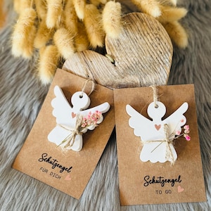 Guardian angel for girls or women, for you or to go, guardian angel for birth or baptism, white guardian angel with pink heart and pink dried flowers