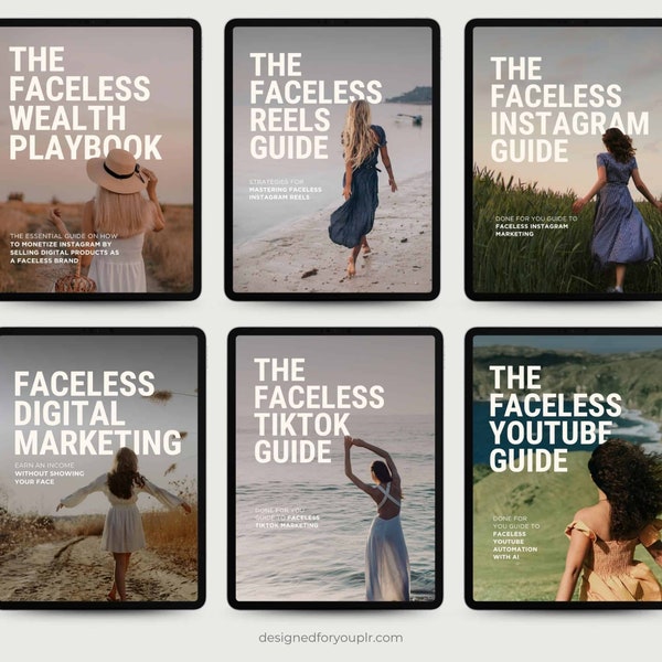 Faceless Digital Marketing Bundle, 6 eBook Guides | Faceless Instagram Account | Master Resell Rights & Private Label Rights, MRR, PLR