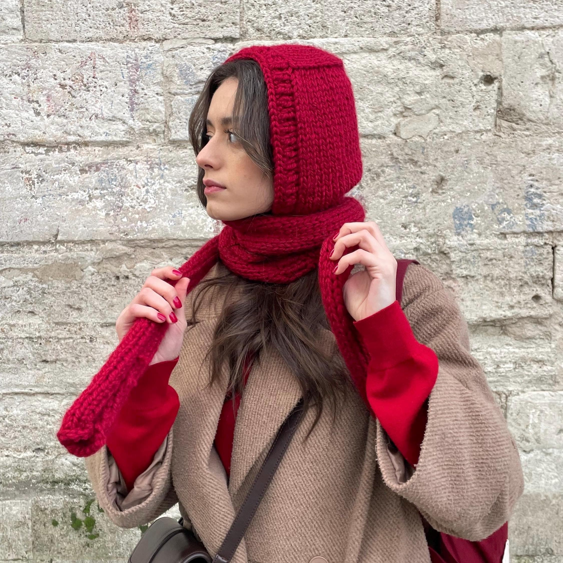 マフラー・ストール TATIANA Snug Checked Wool Blended Muffler MF8108 Red マフラー・ストール TATIANA Snug Checked Wool Blended Muffler