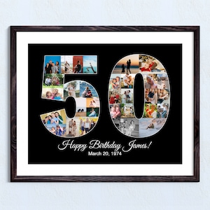 50th Photo Collage Personalized | Number Photo Collage 50th Birthday Gift |50th Birthday Gift For Women | 50th Birthday Gift For Men
