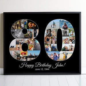 Personalized 80 Number Collage | 80th Birthday Gift For Men | 80th Birthday Gift For Women | 80th Birthday Gift For Mom | Gift for Grandma