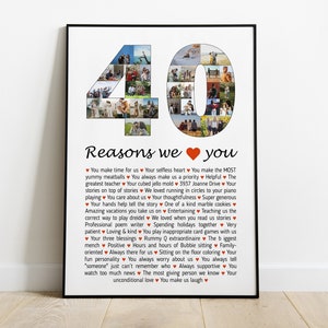 40 raisons pour lesquelles nous vous aimons | Cadeau personnalisé pour 40e anniversaire pour lui | Cadeau 40e anniversaire pour femme | 40 raisons pour lesquelles je t'aime