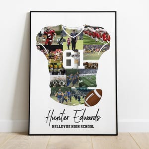 Football Senior Night Gift | Custom Football Jersey Photo Collage | Christmas Football Player Gift | American Football Collage