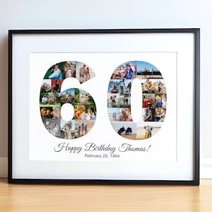 Collage photo personnalisé pour 60e anniversaire | Cadeau pour 60e anniversaire pour homme | Cadeaux pour les parents pour 60e anniversaire de mariage | Cadeau de 60e anniversaire pour papa