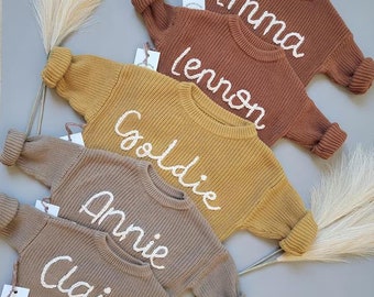 Personalized Baby Sweater with Hand-Embroidered Name & Monogram - A Perfect Gift from Aunt for a Baby Newborns and Birthdays Christmas gift