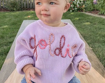 Personalized Baby Sweater with Hand-Embroidered Name & Monogram - A Perfect Gift from Aunt for a Baby Newborns and Birthdays Christmas gift