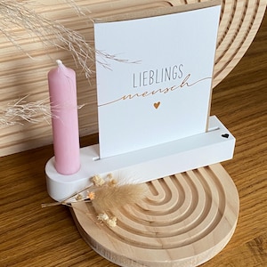 Kartenständer Stabkerze | Kartenhalter Hochzeit | Muttertagsgeschenk | Fotohalter weiß