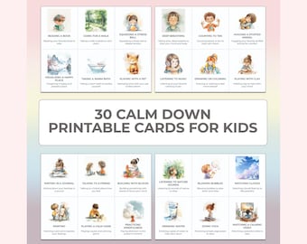 Tarjetas de terapia relajante para niños, juego de psicoterapia imprimible, regulación emocional, alivio del estrés, apoyo a la salud mental, terapeuta (PDF)