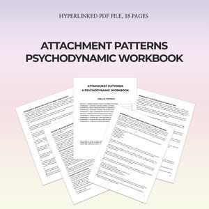 Arbetsbok för anknytningsmönster, psykodynamisk relationsläkning, ångestfyllda, undvikande, trygga, rädslosamma stilar, arbetsblad, vuxenterapi, PDF-guide