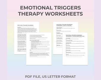 Emotional Triggers Therapy Worksheet, Trigger Awareness, Trauma Tool, Emotional Response,  Coping Skills, Therapy Resource, Client Insight
