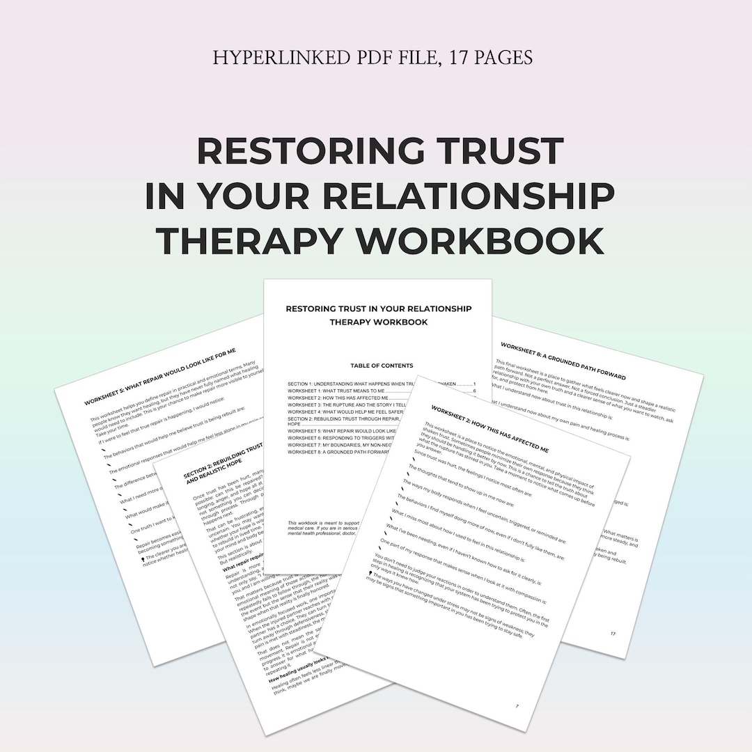 Restoring Trust in Your Relationship Workbook Couples Healing ...