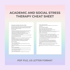 Teen Stress Therapy Cheat Sheet Academic Support Time Balance School Anxiety Focus Reset Counseling Reflection Tool Study Boundaries Guide