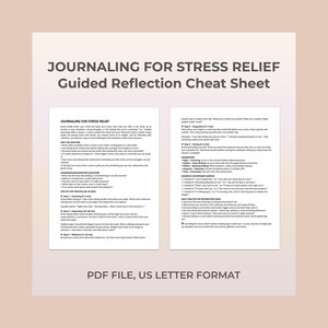 Guided Journaling Stress Relief Reflection Printable Worksheet for Mental Clarity Relaxation Centering Emotional Calming Writing Practice