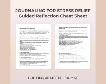 Guided Journaling Stress Relief Reflection Printable Worksheet for Mental Clarity Relaxation Centering Emotional Calming Writing Practice