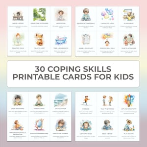 Coping Skills, Printable Cards for Kids, Therapy Cards for Children
