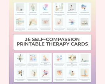 Compassion-Focused Therapy Cards, CFT, Mindfulness, Printable Therapy Flashcards, Self-Compassion Worksheets, Happiness, Coping Skills