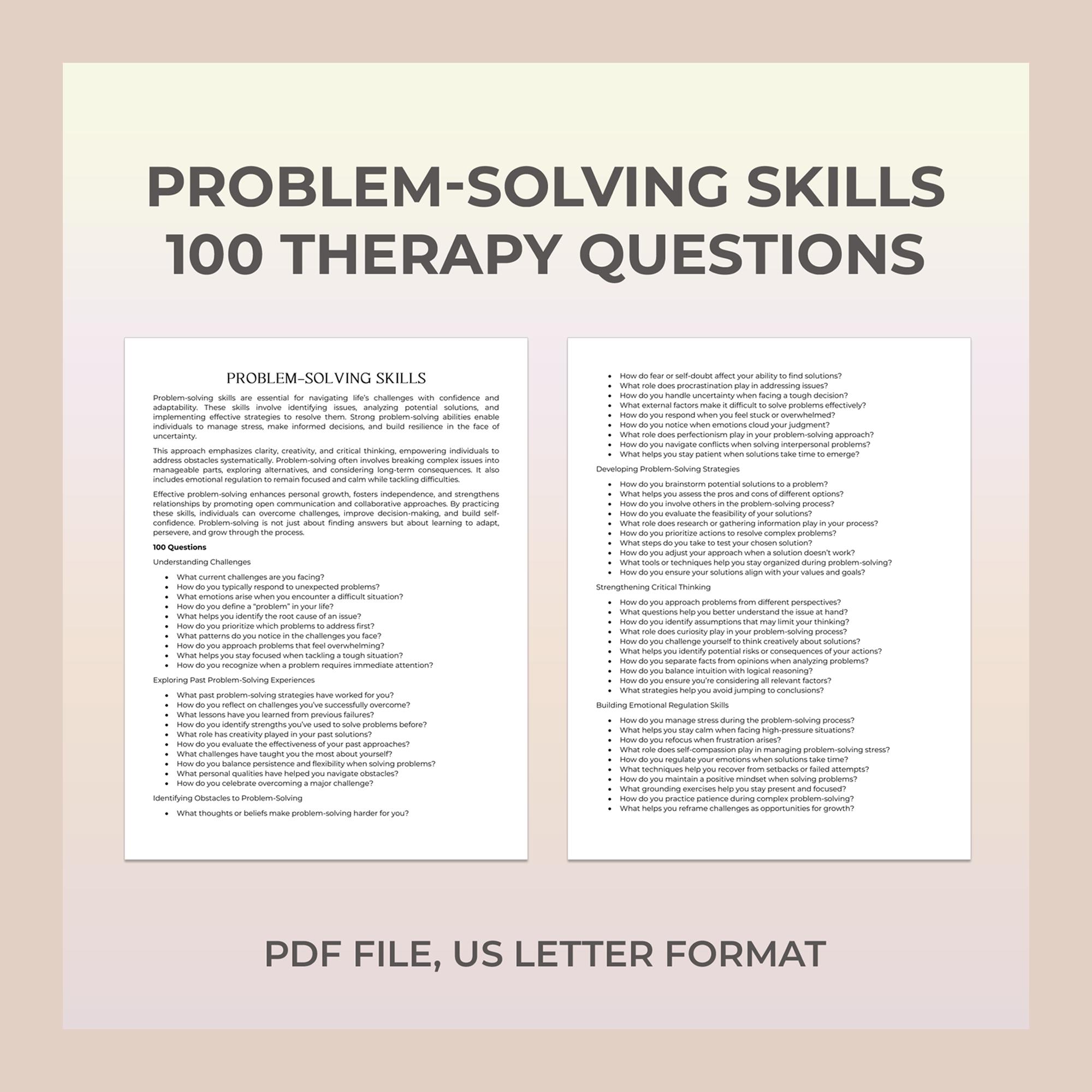 Practical Problem Solving Questionnaire Problem-solving Therapy Questions, Critical Thinking, Decision-making ...