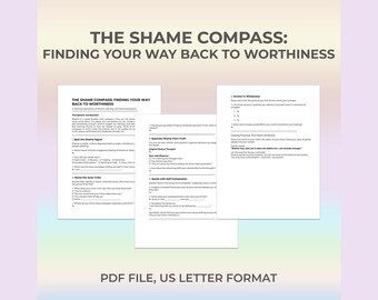 Shame Worksheet, Shame Compass, Self Worth Tool, Inner Critic Aid, Therapy Printable, Trauma Healing, Self Compassion, Therapy Worksheet