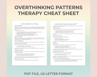 Overthinking Patterns – Therapy Cheat Sheet, Overthinking Symptoms, How To Stop Worrying, Excessive Worrying, Negative Thought Cycle