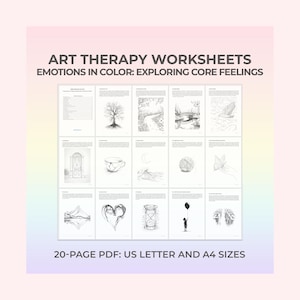 Art Therapy Workbook Printable Emotional Healing Self Reflection Abstract Shapes Coloring Journal Prompts for Mindfulness Practice