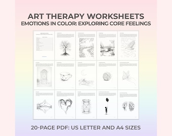 Art Therapy Workbook Printable Emotional Healing Self Reflection Abstract Shapes Coloring Journal Prompts for Mindfulness Practice