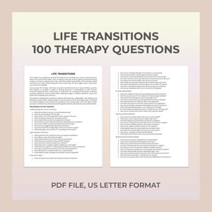 Life Transitions Therapy Questions, Navigating Change, Personal Growth, Identity Shifts, Future Planning, Stress Management, Goals Setting