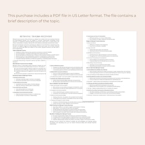 May include: A printable PDF guide with information on betrayal trauma recovery. The guide includes sections on types of betrayal trauma, emotional impact, how to rebuild trust after betrayal, and daily practices for healing.