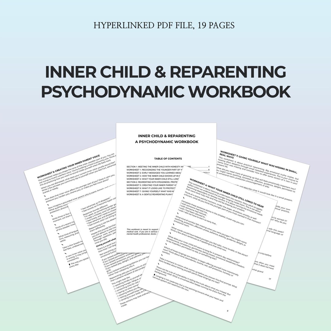 Inner Child Reparenting Workbook Psychodynamic Healing Childhood Wounds ...