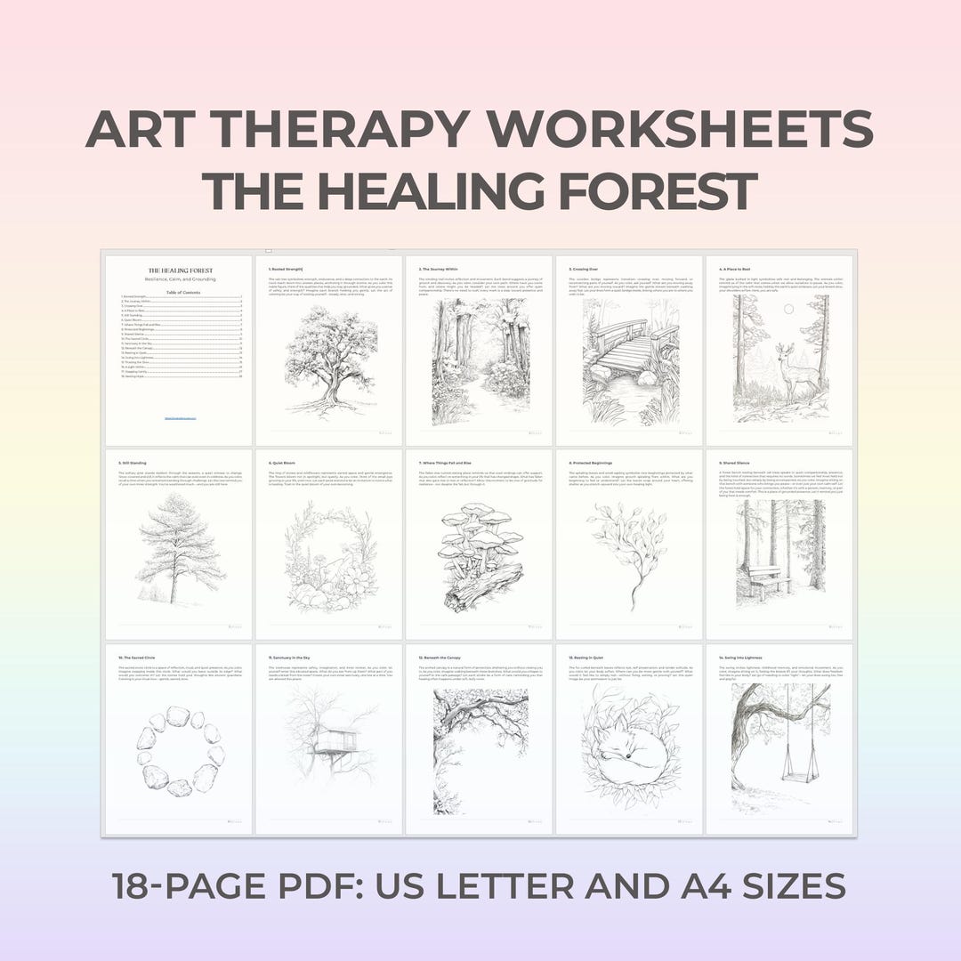 Art Therapy Worksheets for Mindfulness Growth Healing Coloring Pages ...