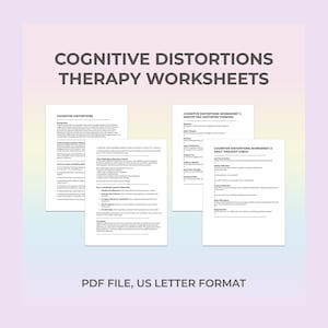 Pacote de Exercícios sobre Distorções Cognitivas - Terapia Cognitivo-Comportamental (TCC) - Imprimíveis - Erros de Pensamento - Reestruturação de Pensamentos - Aconselhamento para Ansiedade e Depressão - Habilidades de Enfrentamento
