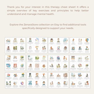 May include: A set of 36 illustrated cards featuring various mental health exercises and activities. Each card has a watercolor illustration and a short description of the exercise. The cards are designed to help people better understand and manage their mental health.