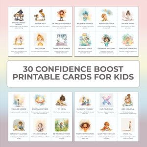 Confidence Boost Therapiekarten für Kinder Druckbare Kinderpsychotherapie für Selbstachtung emotionales Wachstum und Unterstützung der psychischen Gesundheit PDF