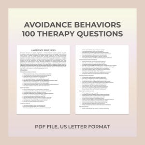 Preguntas sobre la terapia de conductas de evitación, mecanismos de afrontamiento, ansiedad, procrastinación, evitación emocional, ciclo del miedo, crecimiento emocional (PDF)