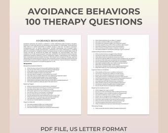 Avoidance Behaviors Therapy Questions, Coping Mechanism, Anxiety, Procrastination, Emotional Avoidance, Fear Cycle, Emotional Growth, PDF