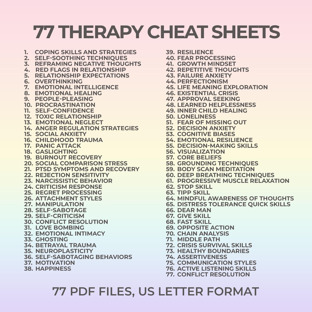 Therapy Sheets.pdf Therapy Sheets Bundle – CBT Trauma Recovery Inner Child Social Anxiety ...