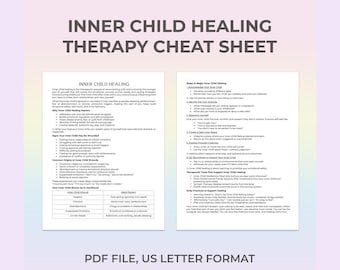 Inner Child Therapy Cheat Sheet, Childhood Trauma, Reparenting, Self-Compassion, Emotional Healing, Self-Love, Therapy, Healing Journey