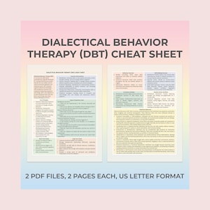 DBT cheat sheet, Dialectical Behavioral Therapy cheat sheet, Printable Therapy Sheet, Sheet for Therapist, Therapist Aid,DBT cheat sheet pdf