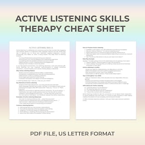 Active Listening Skills Cheat Sheet for Therapy Communication Growth Coaching Empathy Practice Printable PDF for Deeper Connection Awareness