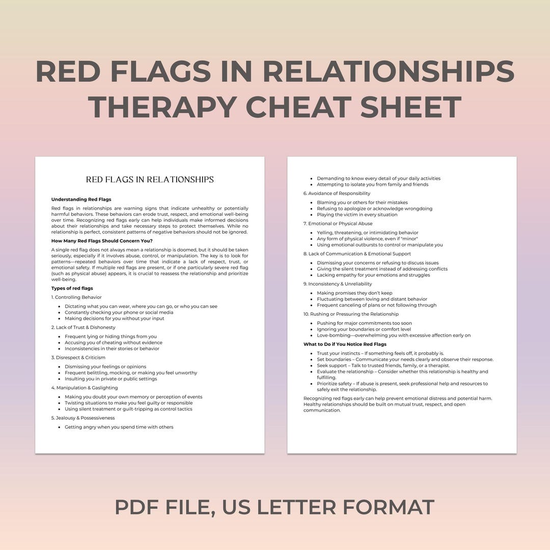 Controlling Behavior in Relationships, Therapy Cheat Sheet, Red Flags ...