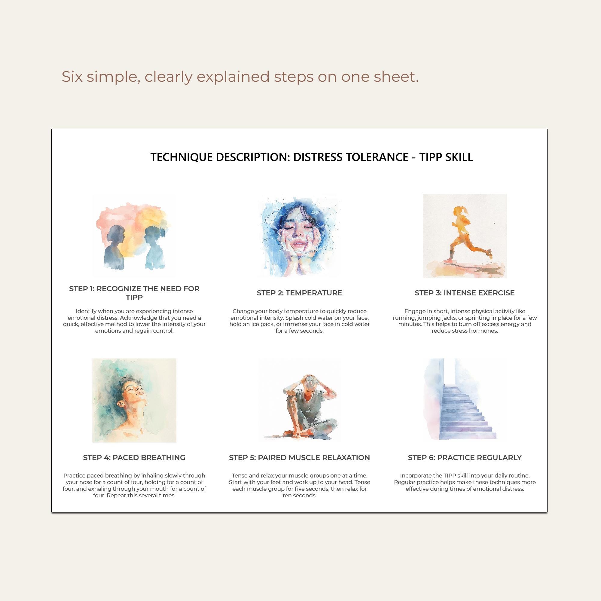Tipp Soothing Worksheet.pdf TIPP Skill Worksheet, Mindfulness & Coping Strategy, Emotion Regulation ...