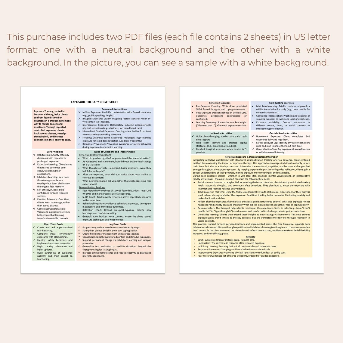 Exposure Therapy Cheat Sheet Psychology Reference Humanistic Counseling ...