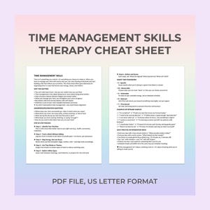 Time Management Therapy Cheat Sheet Daily Schedule Planner Energy Mapping Focus Balance Coaching Self Awareness Calm Productivity Support