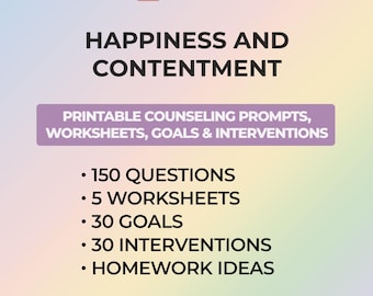 Therapy Questions About Happiness Contentment Positivity Emotional Balance Personal Growth Relationships Fulfillment Joy Optimism Printable