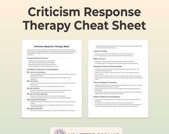 Criticism Response Therapy Cheat Sheet Handling Feedback Emotional Regulation Boundaries Assertiveness Worksheet Printable PDF Guide Skills
