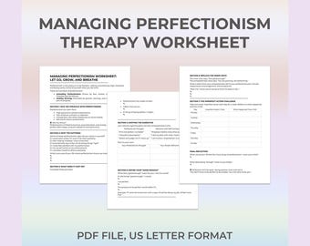 Managing Perfectionism Printable Worksheet Personal Growth Journal for Perfectionist Recovery and Self-Compassion Mindset Shifts PDF